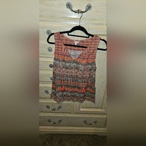 Lucky Brand Orange and Brown Patterned  Top.
